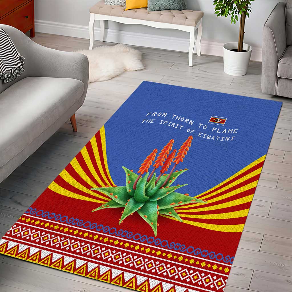 Aloe Vera Eswatini Area Rug Flag Print and Cultural Motif From Thorn to Flame TS04