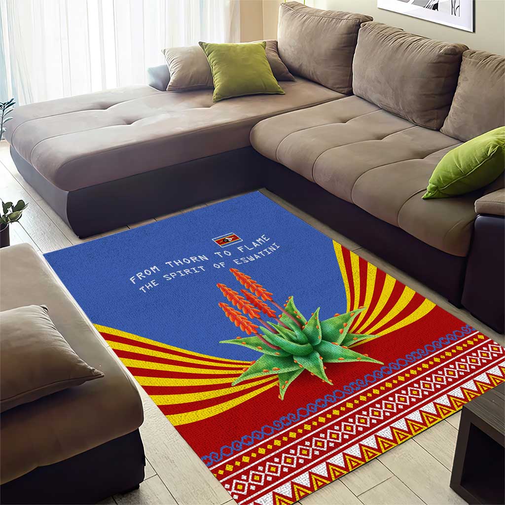 Aloe Vera Eswatini Area Rug Flag Print and Cultural Motif From Thorn to Flame TS04