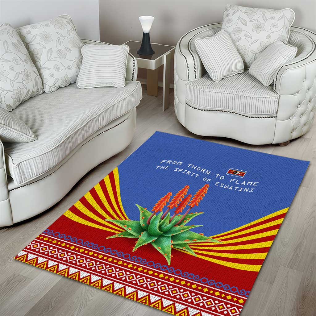 Aloe Vera Eswatini Area Rug Flag Print and Cultural Motif From Thorn to Flame TS04