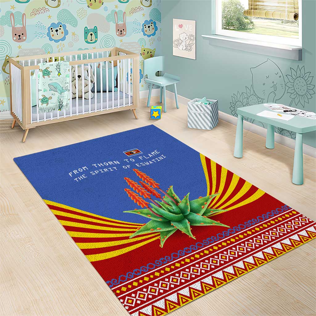 Aloe Vera Eswatini Area Rug Flag Print and Cultural Motif From Thorn to Flame TS04
