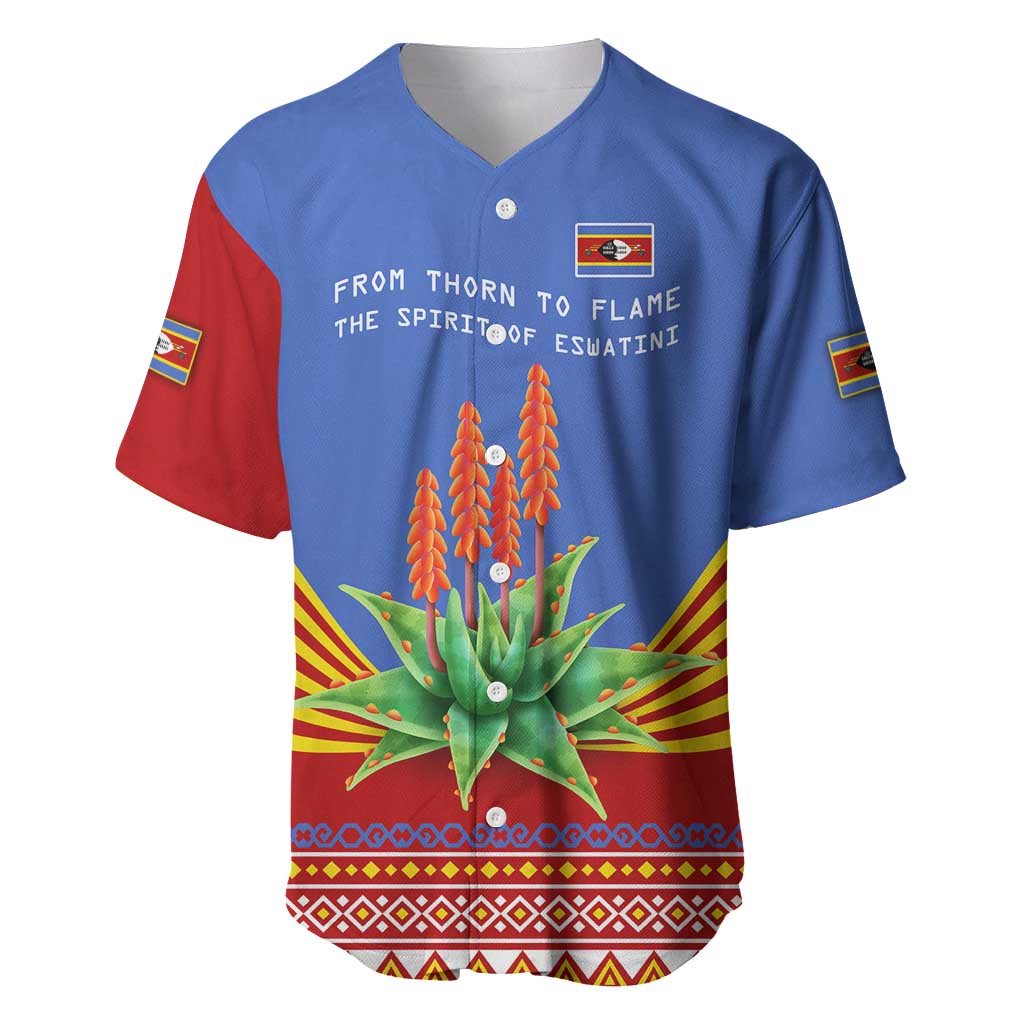 Aloe Vera Eswatini Baseball Jersey Flag Print and Cultural Motif From Thorn to Flame TS04