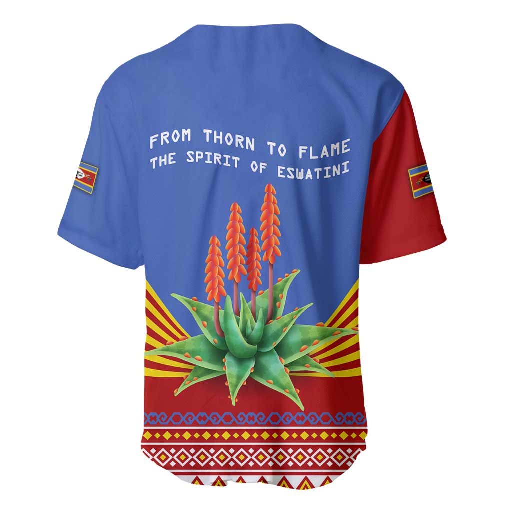 Aloe Vera Eswatini Baseball Jersey Flag Print and Cultural Motif From Thorn to Flame TS04