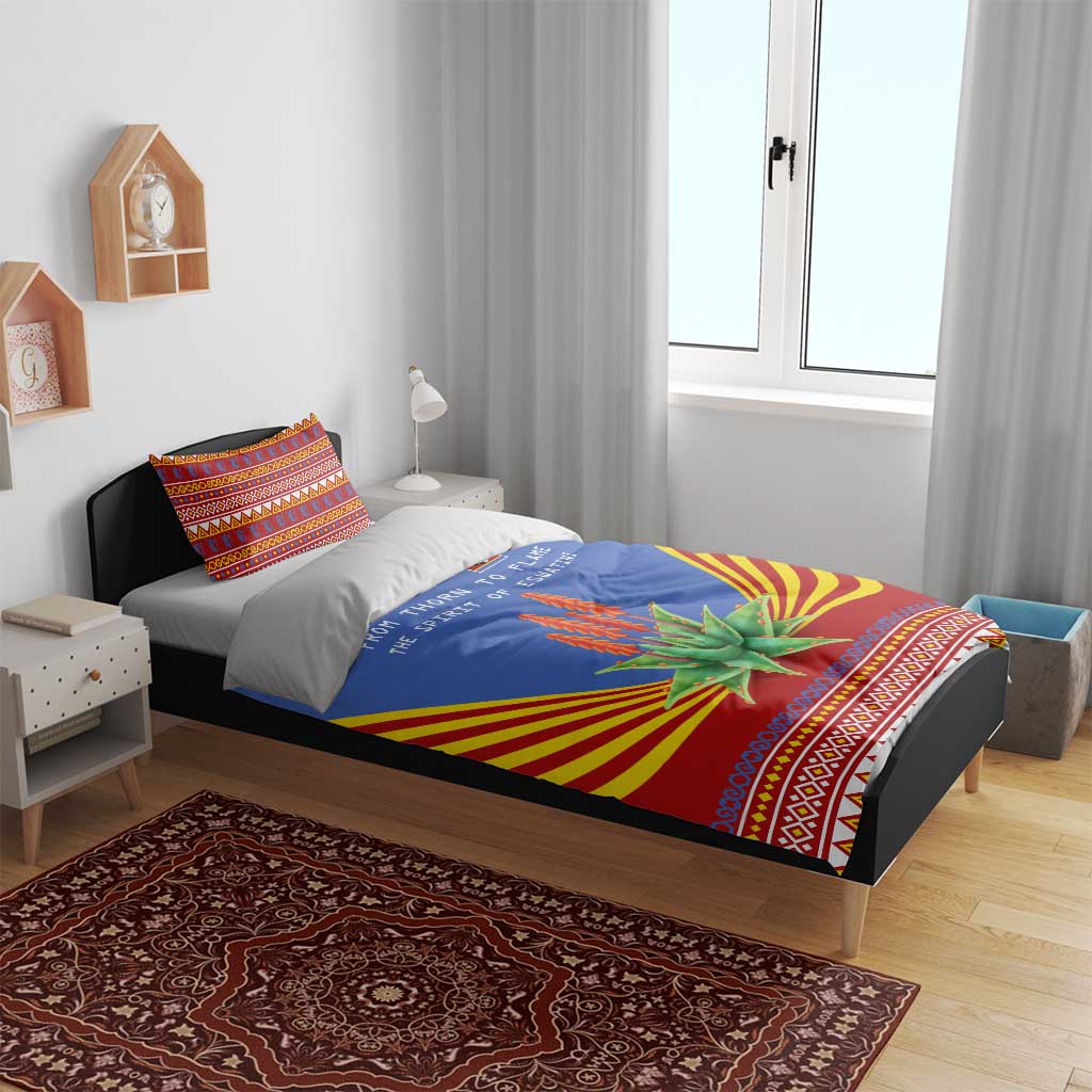 Aloe Vera Eswatini Bedding Set Flag Print and Cultural Motif From Thorn to Flame TS04