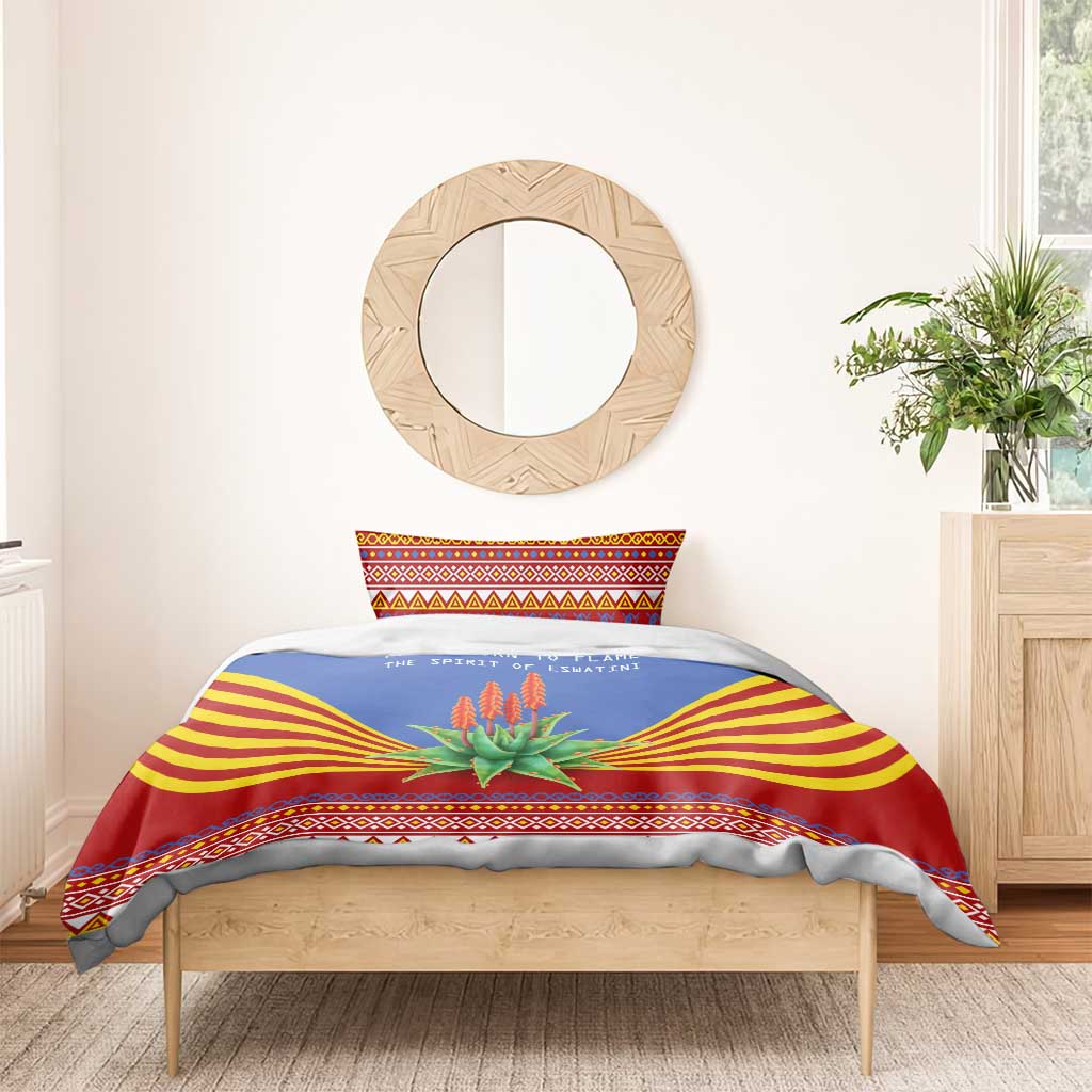 Aloe Vera Eswatini Bedding Set Flag Print and Cultural Motif From Thorn to Flame TS04