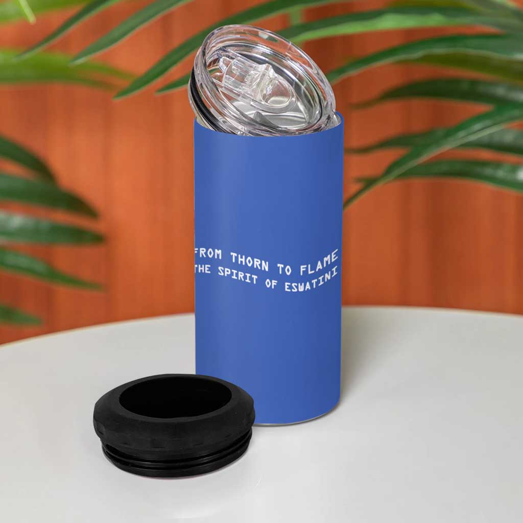 Aloe Vera Eswatini 4 in 1 Can Cooler Tumbler Flag Print and Cultural Motif From Thorn to Flame TS04