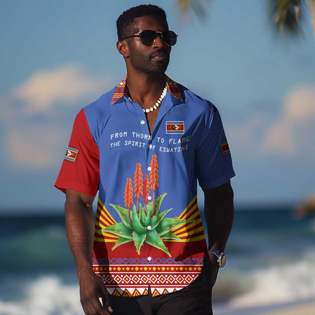 Aloe Vera Eswatini Hawaiian Shirt Flag Print and Cultural Motif From Thorn to Flame TS04