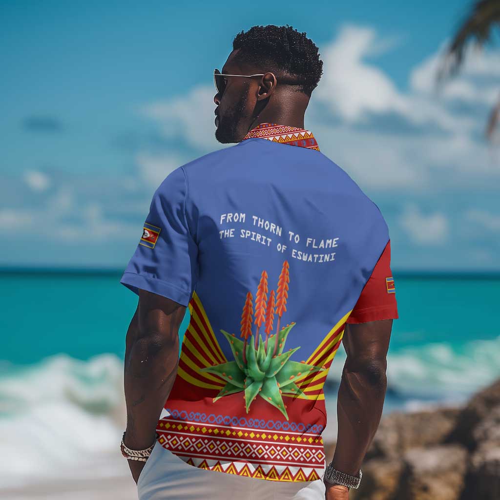 Aloe Vera Eswatini Hawaiian Shirt Flag Print and Cultural Motif From Thorn to Flame TS04