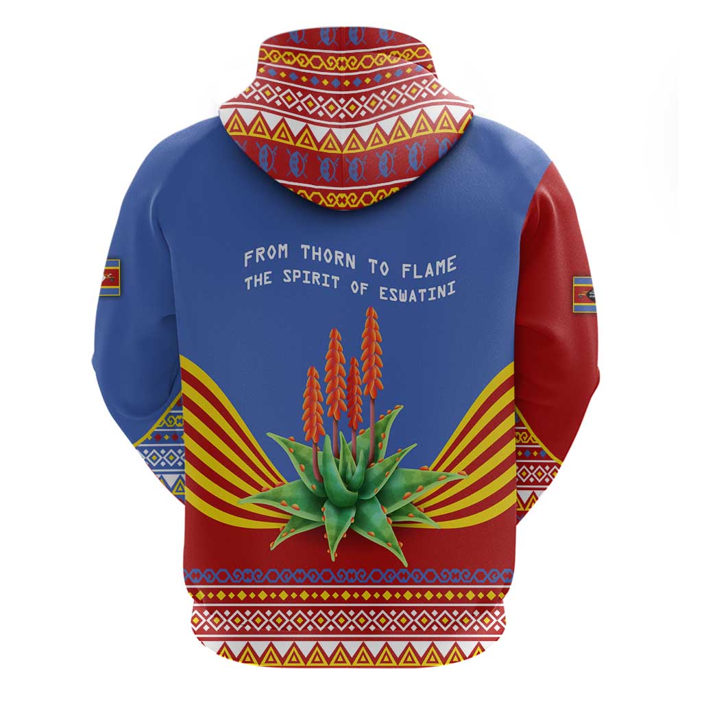 Eswatini Aloe Vera Hoodie with Flag Print and Cultural Motif From Thorn to Flame TS04