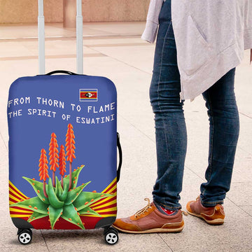 Eswatini Aloe Vera Luggage Cover with Flag Print and Cultural Motif From Thorn to Flame TS04