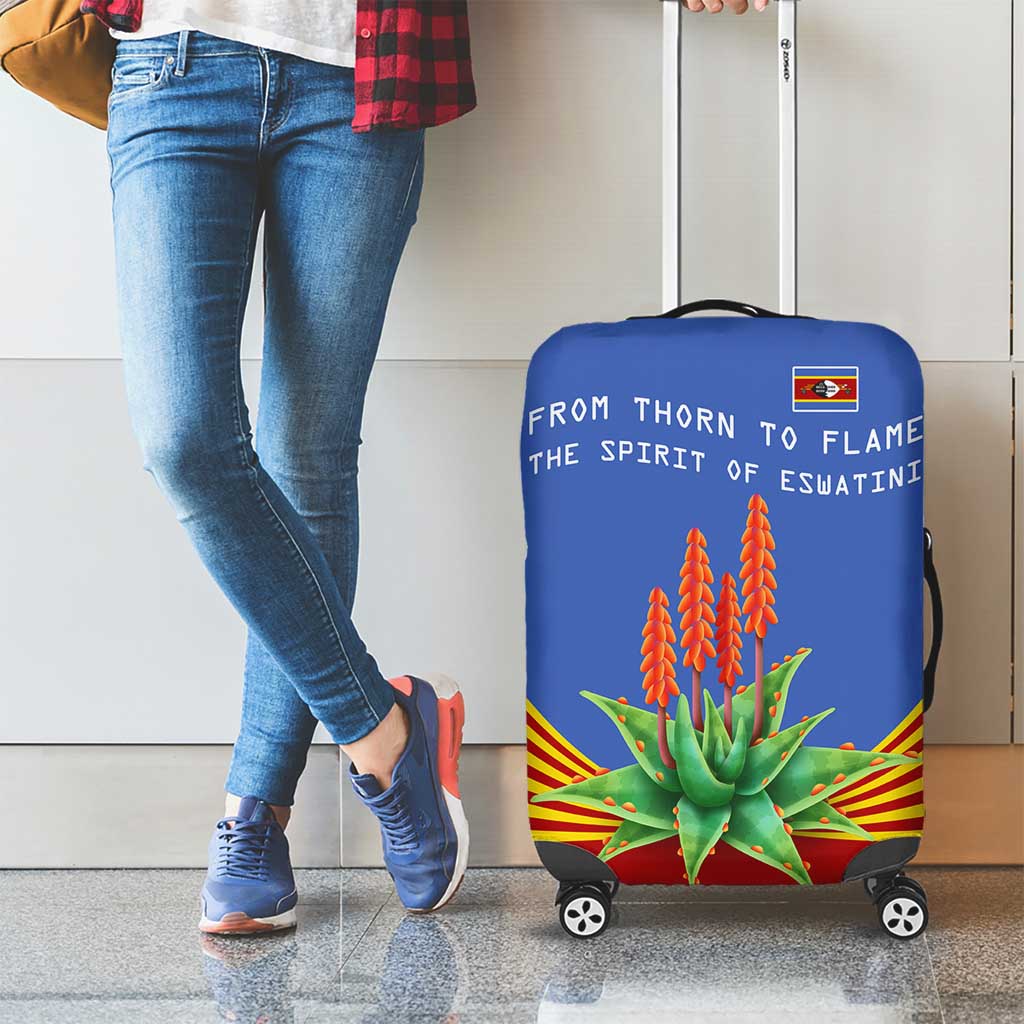 Eswatini Aloe Vera Luggage Cover with Flag Print and Cultural Motif From Thorn to Flame TS04
