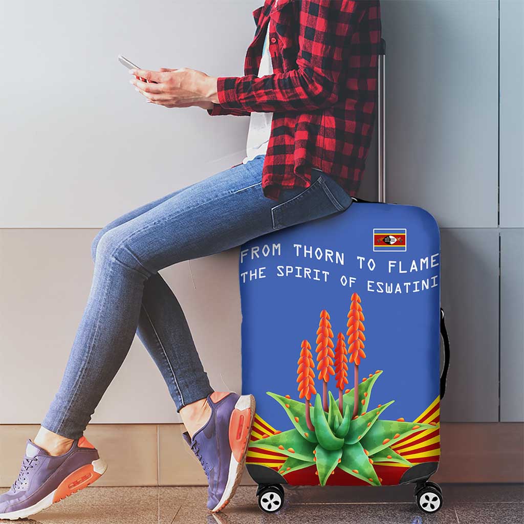 Eswatini Aloe Vera Luggage Cover with Flag Print and Cultural Motif From Thorn to Flame TS04