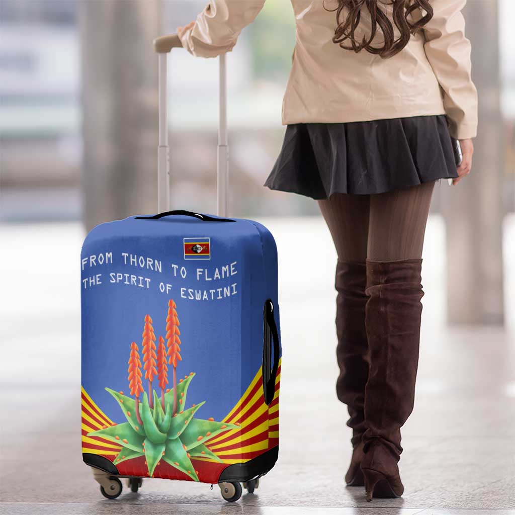 Eswatini Aloe Vera Luggage Cover with Flag Print and Cultural Motif From Thorn to Flame TS04