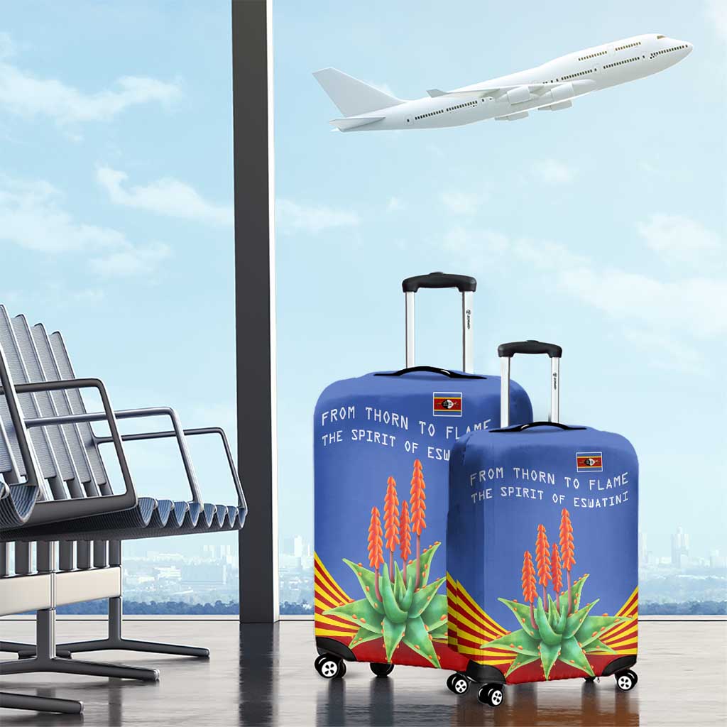 Eswatini Aloe Vera Luggage Cover with Flag Print and Cultural Motif From Thorn to Flame TS04