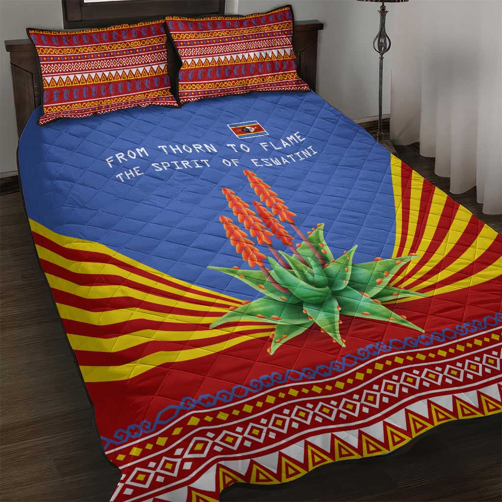 Aloe Vera Eswatini Quilt Bed Set Flag Print and Cultural Motif From Thorn to Flame TS04