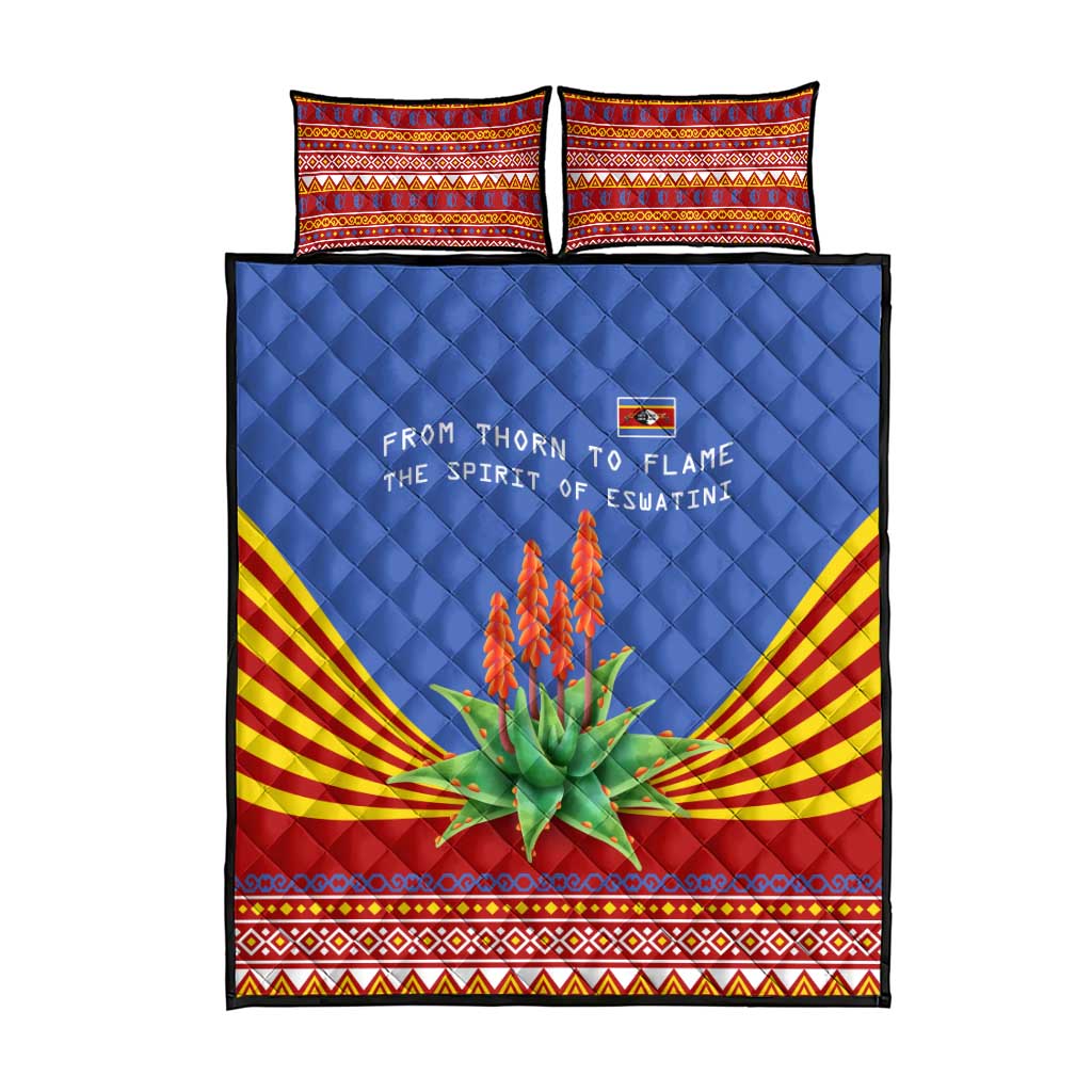 Aloe Vera Eswatini Quilt Bed Set Flag Print and Cultural Motif From Thorn to Flame TS04