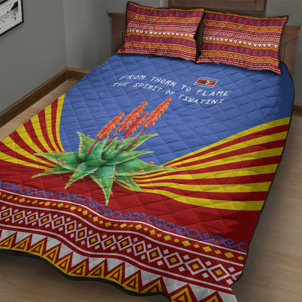 Aloe Vera Eswatini Quilt Bed Set Flag Print and Cultural Motif From Thorn to Flame TS04