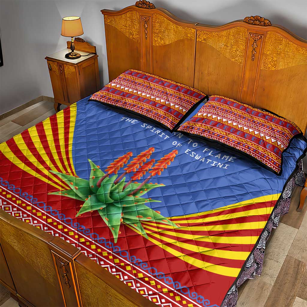 Aloe Vera Eswatini Quilt Bed Set Flag Print and Cultural Motif From Thorn to Flame TS04
