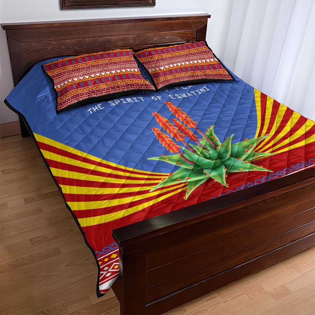 Aloe Vera Eswatini Quilt Bed Set Flag Print and Cultural Motif From Thorn to Flame TS04