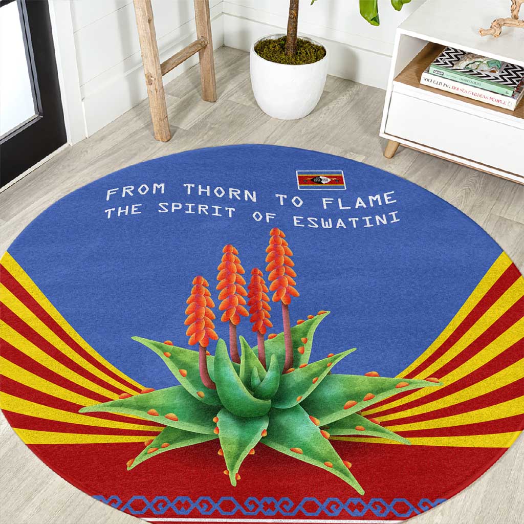 Aloe Vera Eswatini Round Carpet Flag Print and Cultural Motif From Thorn to Flame TS04