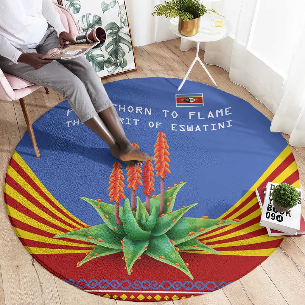 Aloe Vera Eswatini Round Carpet Flag Print and Cultural Motif From Thorn to Flame TS04