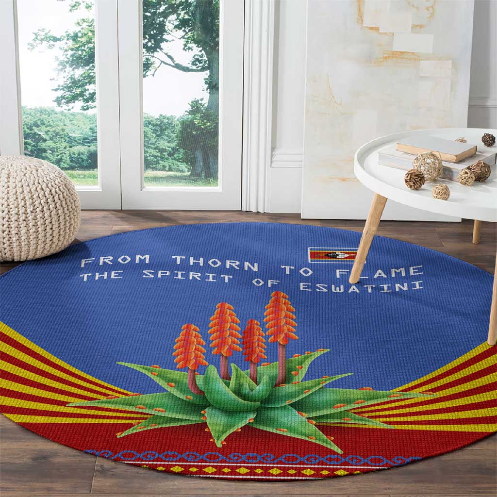 Aloe Vera Eswatini Round Carpet Flag Print and Cultural Motif From Thorn to Flame TS04