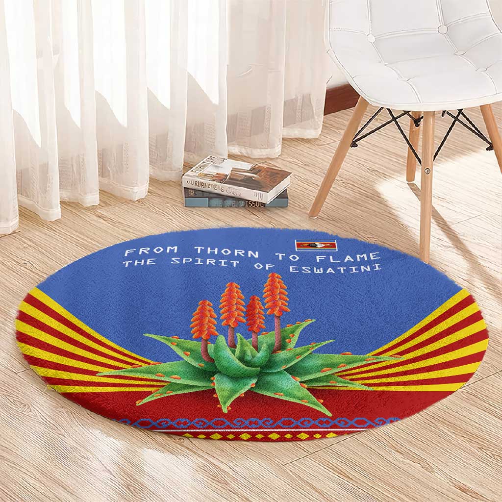 Aloe Vera Eswatini Round Carpet Flag Print and Cultural Motif From Thorn to Flame TS04