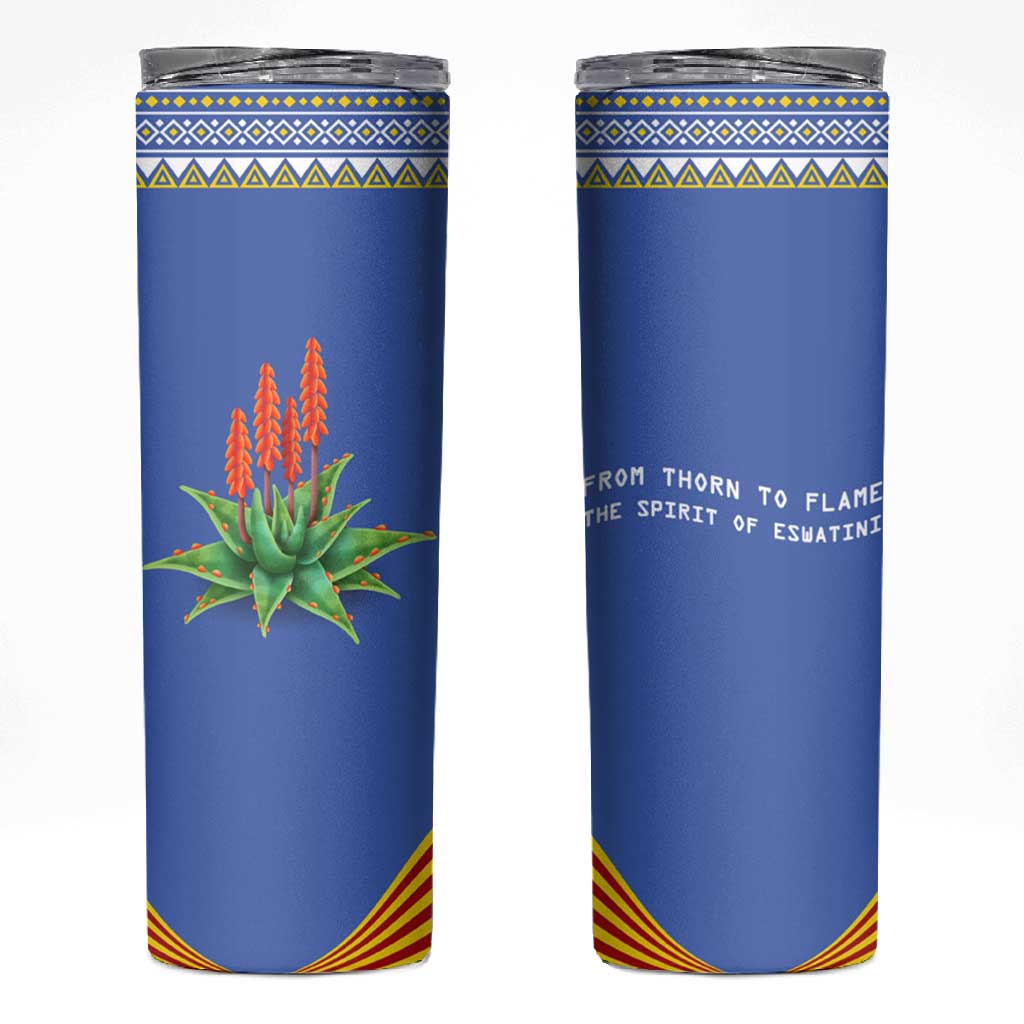 Aloe Vera Eswatini Skinny Tumbler Flag Print and Cultural Motif From Thorn to Flame TS04