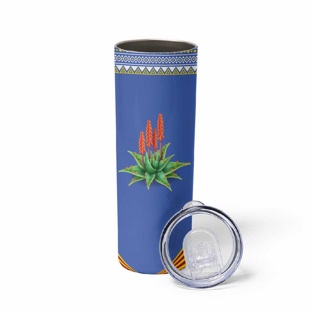 Aloe Vera Eswatini Skinny Tumbler Flag Print and Cultural Motif From Thorn to Flame TS04