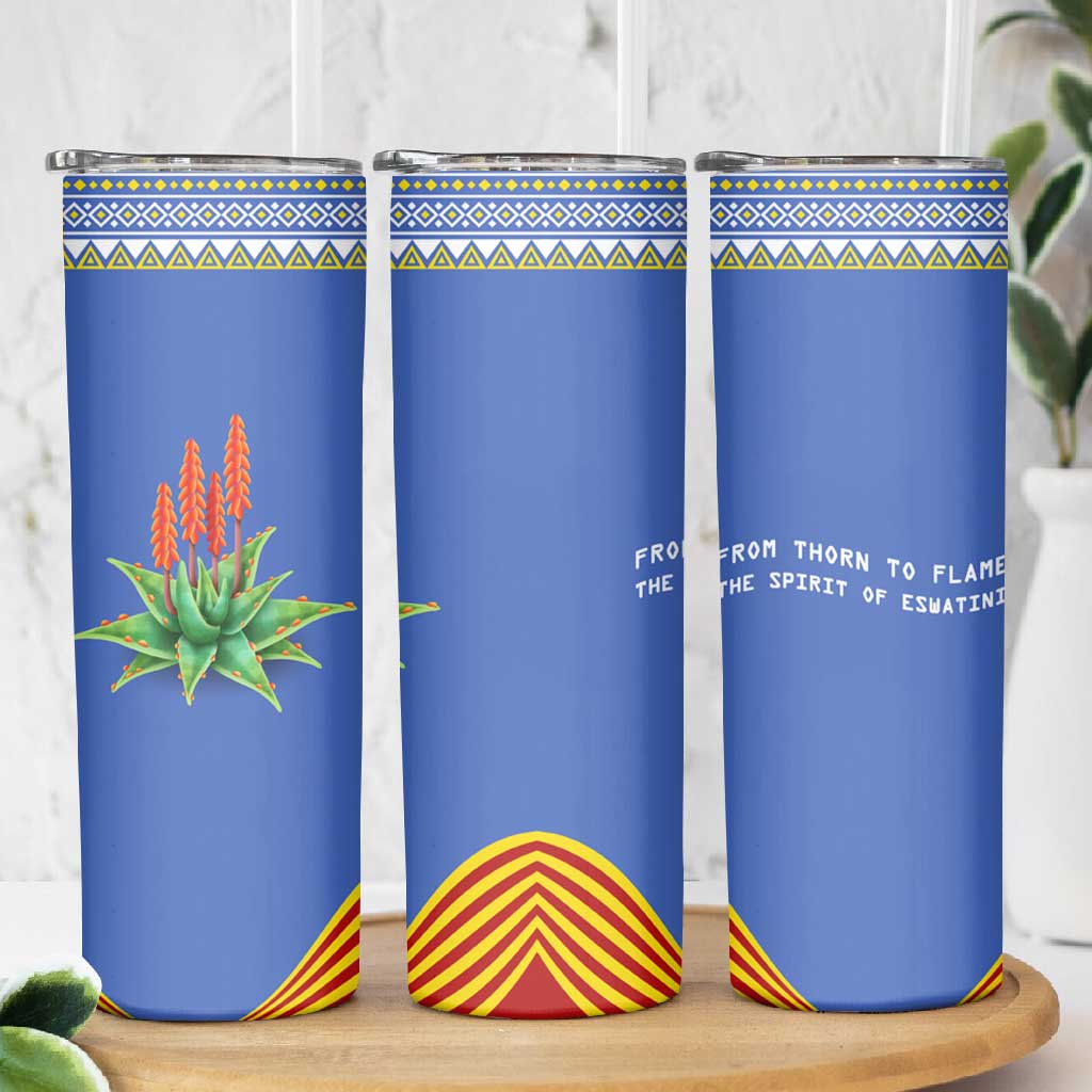 Aloe Vera Eswatini Skinny Tumbler Flag Print and Cultural Motif From Thorn to Flame TS04