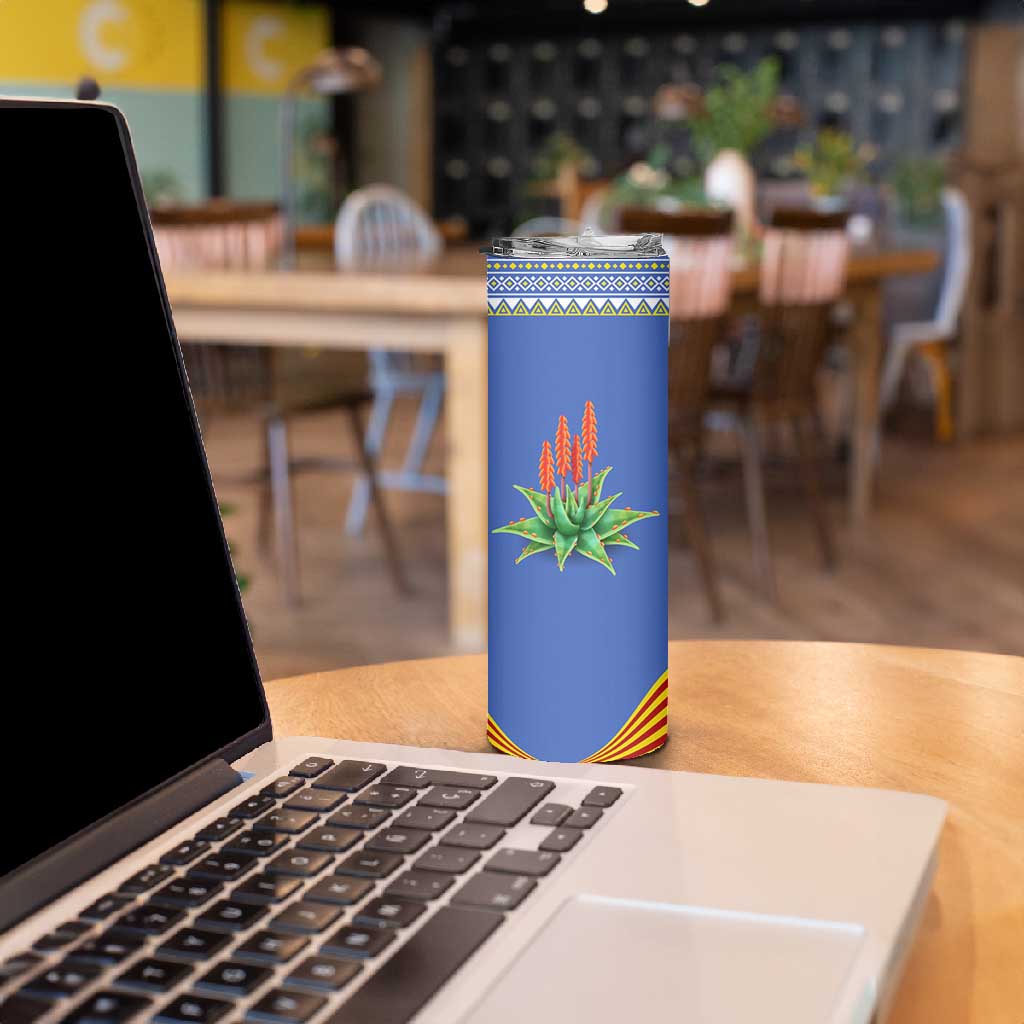 Aloe Vera Eswatini Skinny Tumbler Flag Print and Cultural Motif From Thorn to Flame TS04