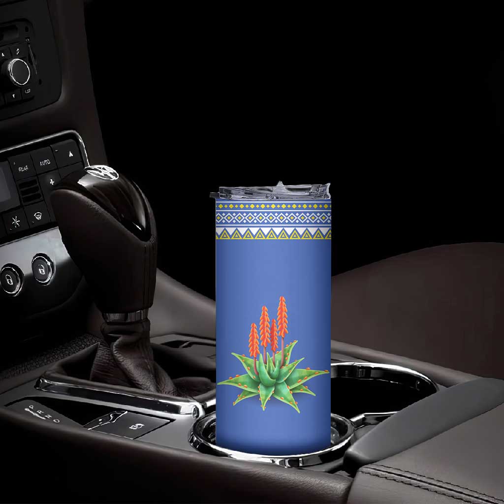 Aloe Vera Eswatini Skinny Tumbler Flag Print and Cultural Motif From Thorn to Flame TS04