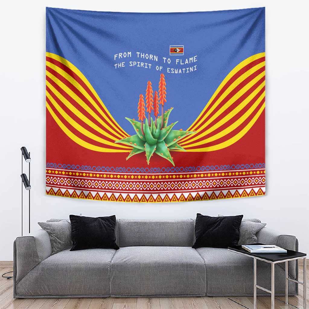 Aloe Vera Eswatini Tapestry Flag Print and Cultural Motif From Thorn to Flame TS04