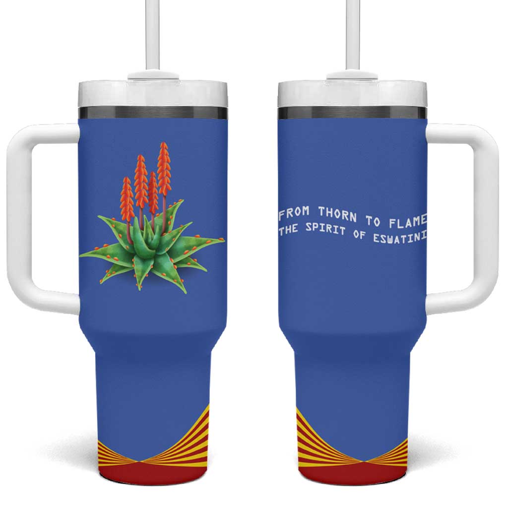 Aloe Vera Eswatini Tumbler With Handle Flag Print and Cultural Motif From Thorn to Flame TS04