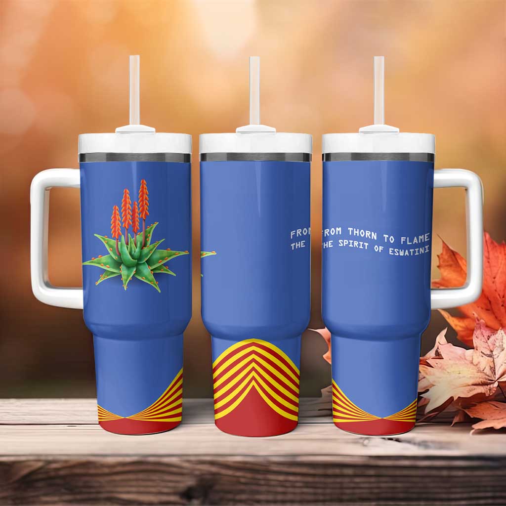 Aloe Vera Eswatini Tumbler With Handle Flag Print and Cultural Motif From Thorn to Flame TS04