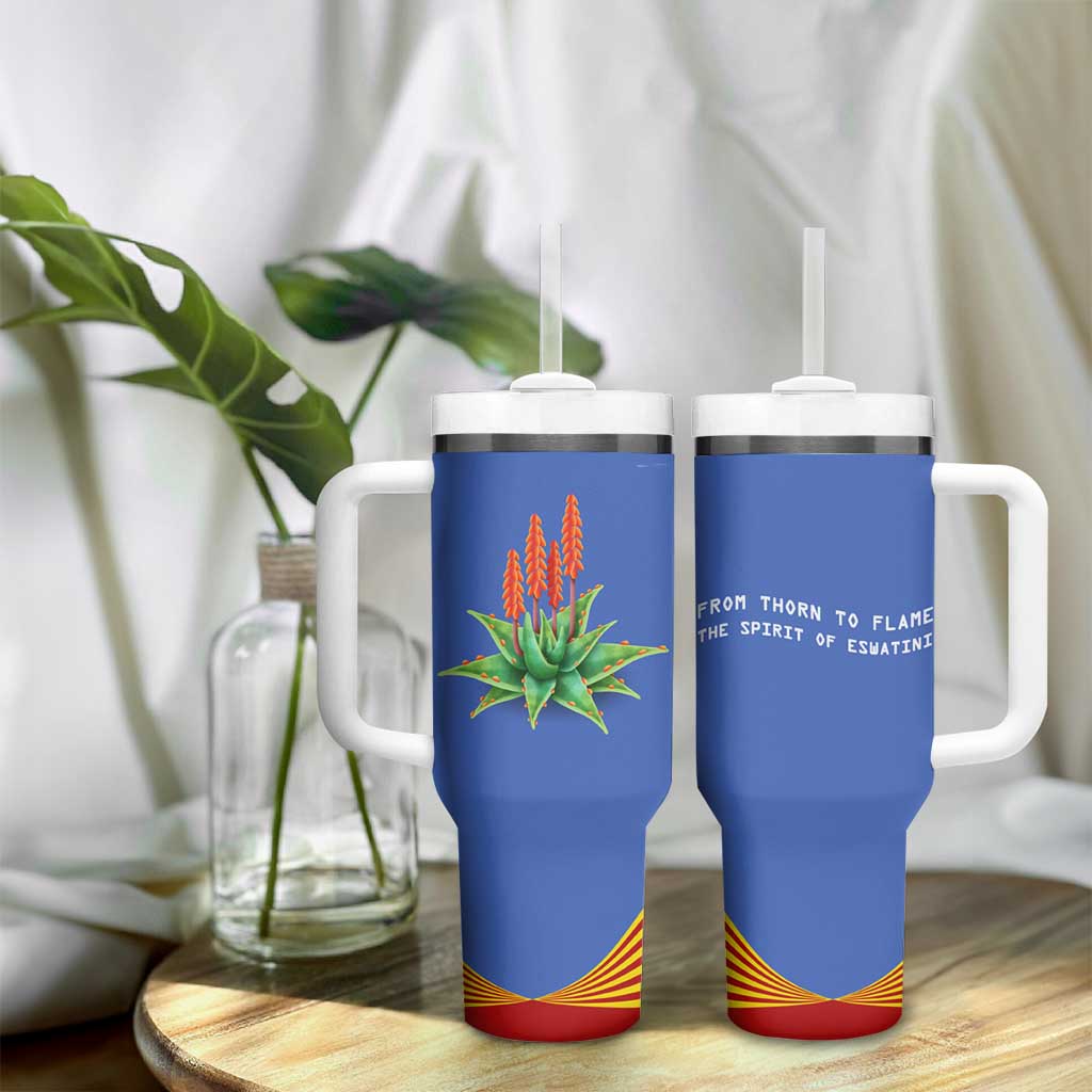 Aloe Vera Eswatini Tumbler With Handle Flag Print and Cultural Motif From Thorn to Flame TS04