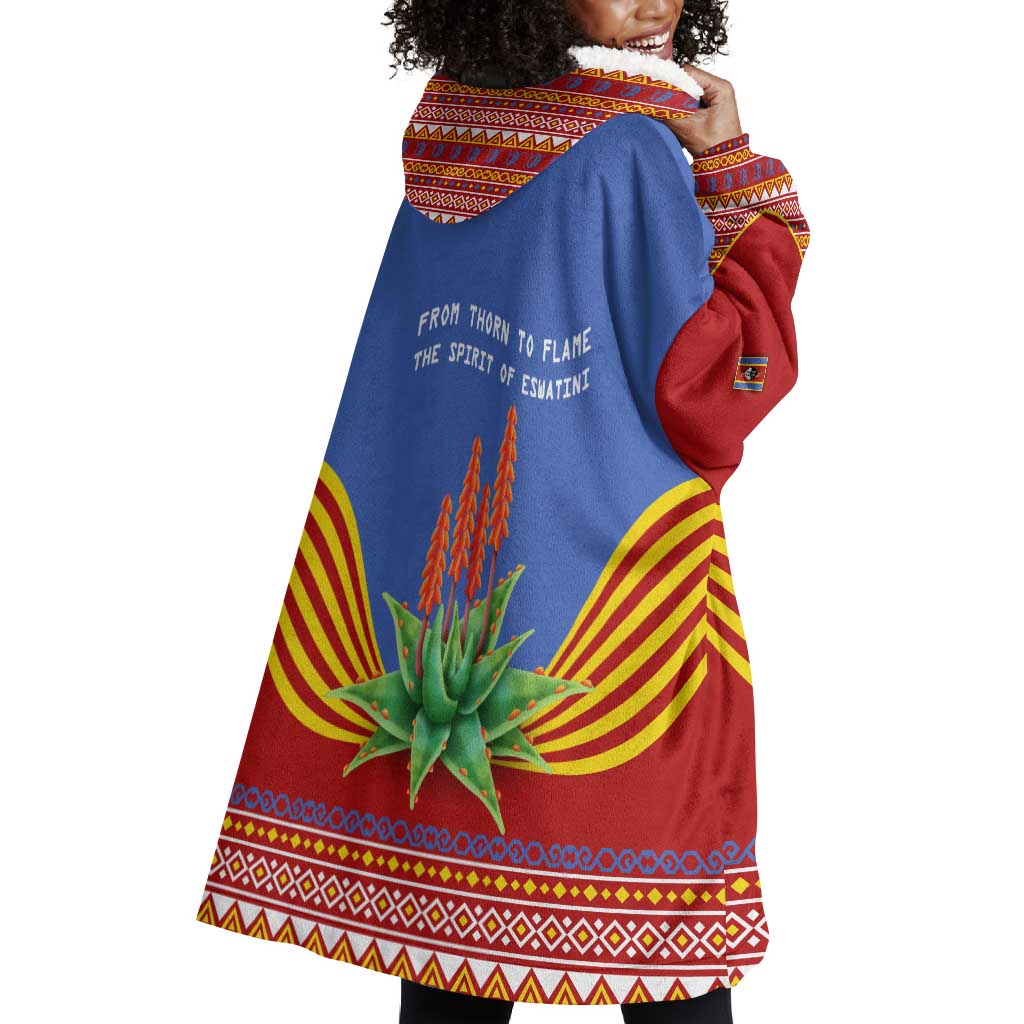 Aloe Vera Eswatini Wearable Blanket Hoodie Flag Print and Cultural Motif From Thorn to Flame TS04