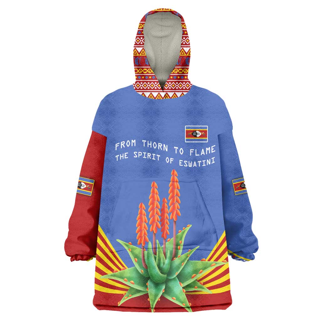 Aloe Vera Eswatini Wearable Blanket Hoodie Flag Print and Cultural Motif From Thorn to Flame TS04