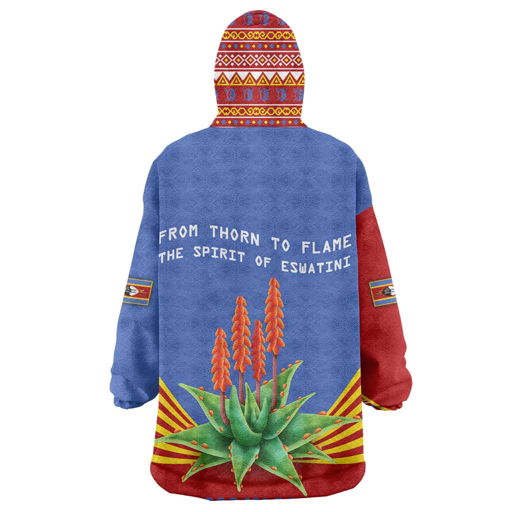 Aloe Vera Eswatini Wearable Blanket Hoodie Flag Print and Cultural Motif From Thorn to Flame TS04