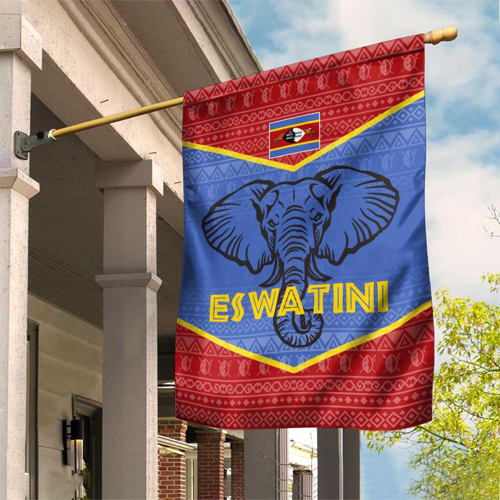 Elephant Eswatini Garden Flag Swaziland Shield Tribal Pattern and National Flag TS04