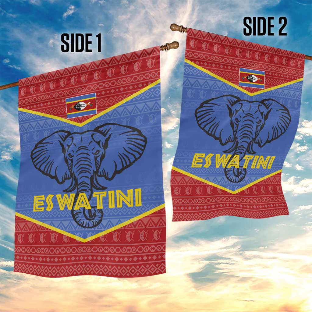 Elephant Eswatini Garden Flag Swaziland Shield Tribal Pattern and National Flag TS04