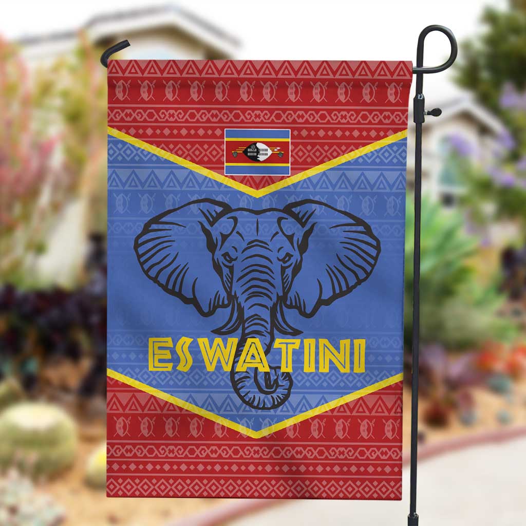 Elephant Eswatini Garden Flag Swaziland Shield Tribal Pattern and National Flag TS04