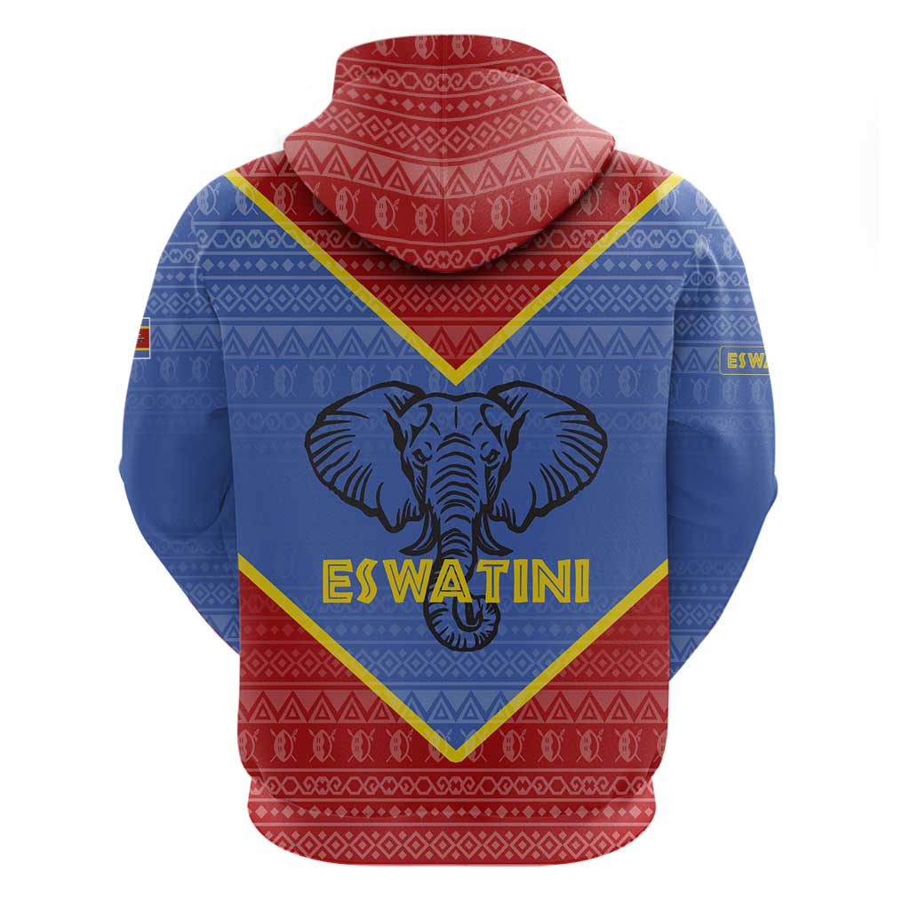 Eswatini Elephant Hoodie with Tribal Print and National Flag Details TS04