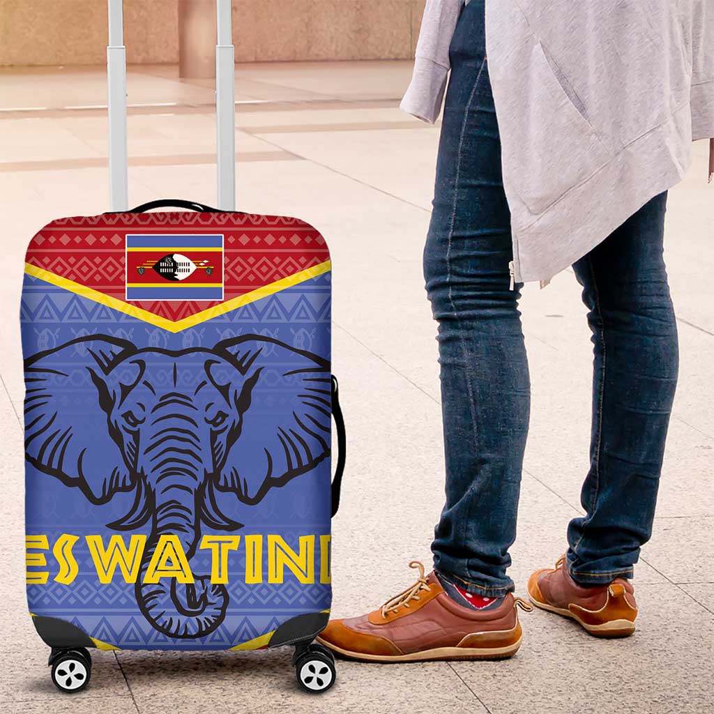 Eswatini Elephant Luggage Cover with Tribal Print and National Flag Details TS04