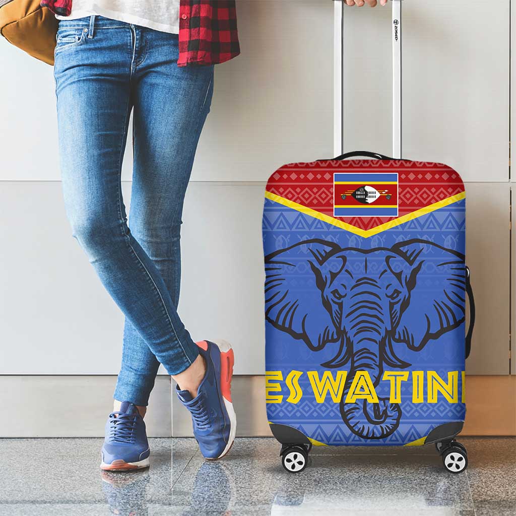 Eswatini Elephant Luggage Cover with Tribal Print and National Flag Details TS04
