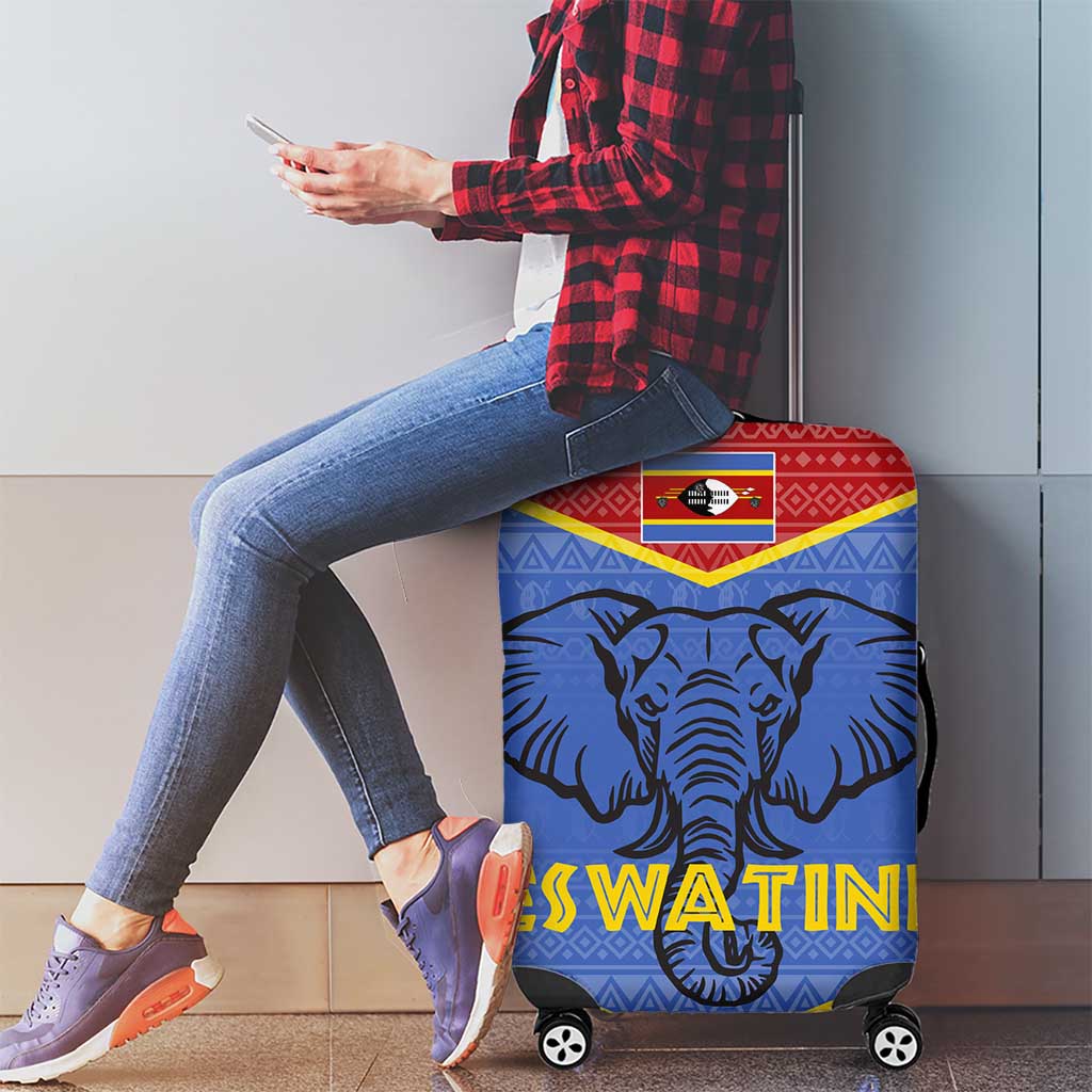 Eswatini Elephant Luggage Cover with Tribal Print and National Flag Details TS04