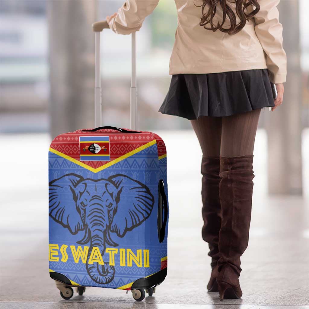 Eswatini Elephant Luggage Cover with Tribal Print and National Flag Details TS04
