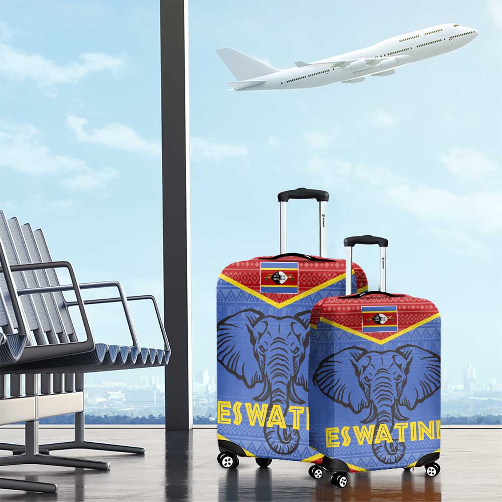 Eswatini Elephant Luggage Cover with Tribal Print and National Flag Details TS04