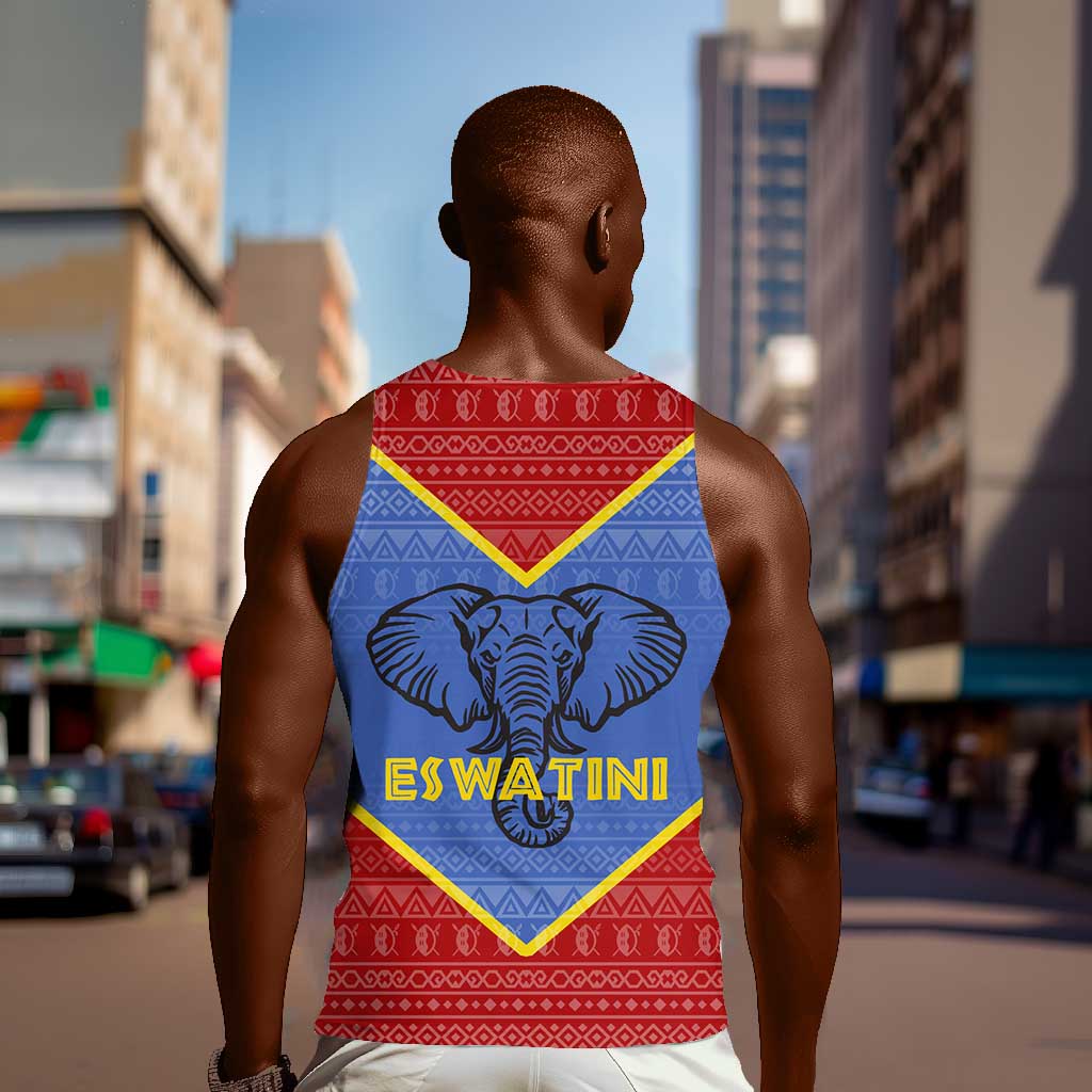 Elephant Eswatini Men Tank Top Swaziland Shield Tribal Pattern and National Flag TS04