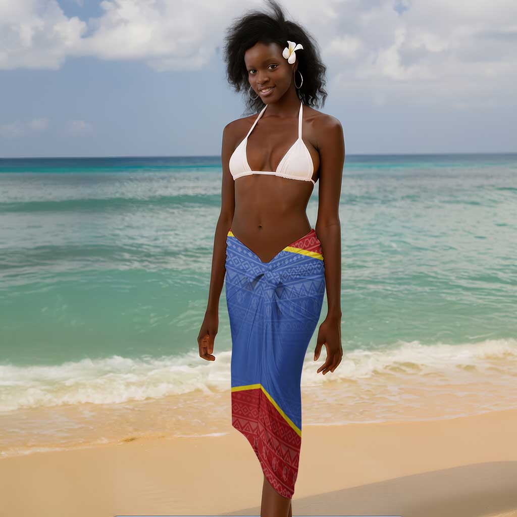 Elephant Eswatini Sarong Swaziland Shield Tribal Pattern and National Flag TS04
