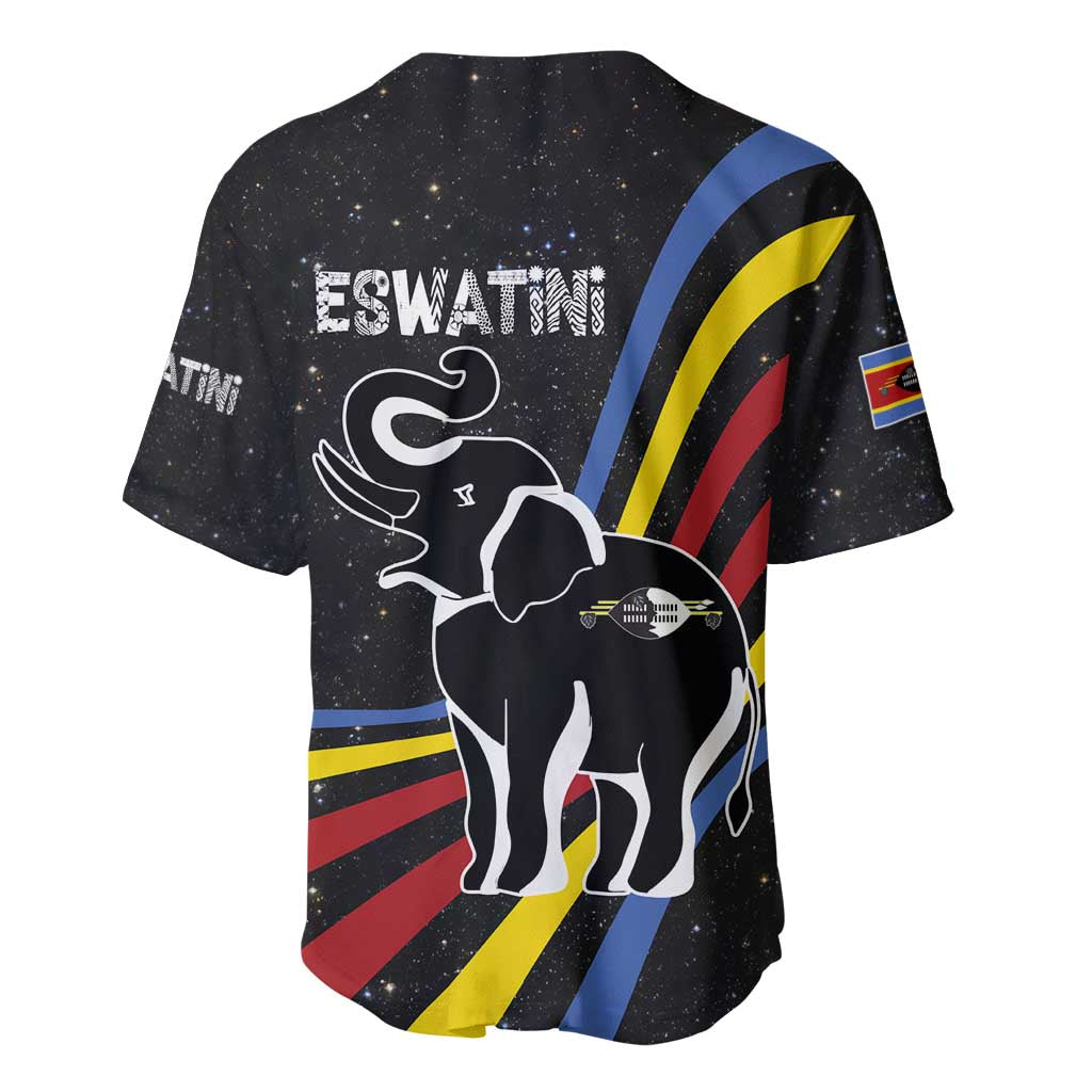 Eswatini Elephant Baseball Jersey Swazi Flag Colors and Cosmic Background TS04
